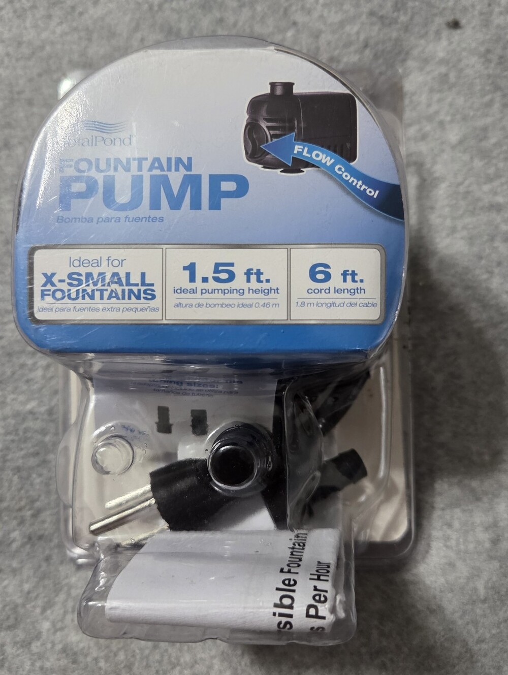 Total Pond Adjustable Flow Control Black 300 GPH X-Small Fountain Pump